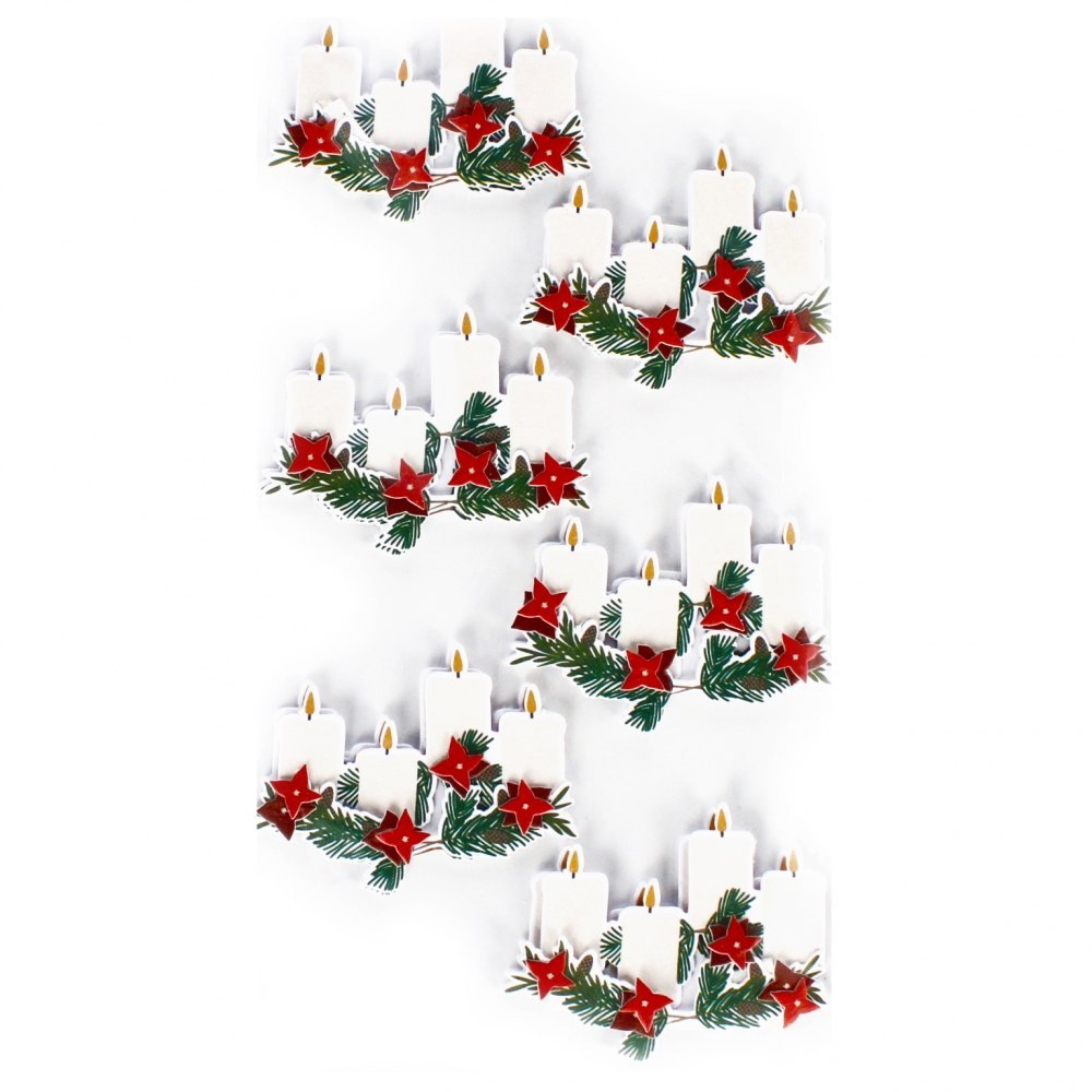 STICKERS CHRISTMAS 3D CANDLES CRAFT WITH FUN 501765 CRAFT WITH FUN